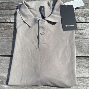 Lululemon Cotton Pique Short-Sleeve Polo Shirt warm ash grey size XL nwt‎
